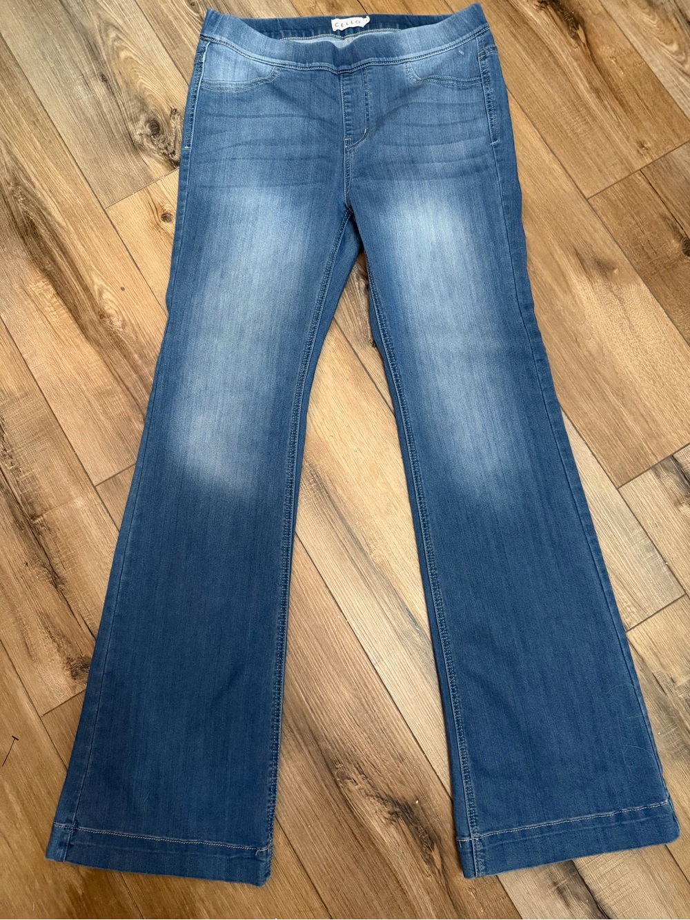 Cello Women's Light Blue Flare Jeans Wide Leg Pull-On